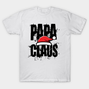 Santa Hat Papa Claus Black Text T-Shirt